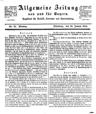 Allgemeine Zeitung von und für Bayern (Fränkischer Kurier) Montag 20. Januar 1834