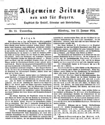 Allgemeine Zeitung von und für Bayern (Fränkischer Kurier) Donnerstag 23. Januar 1834