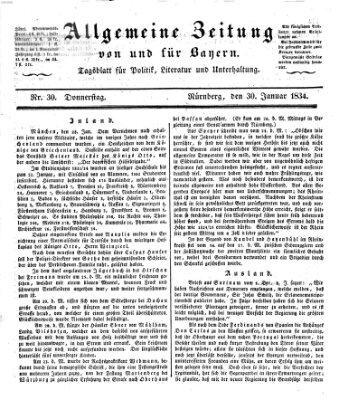 Allgemeine Zeitung von und für Bayern (Fränkischer Kurier) Donnerstag 30. Januar 1834