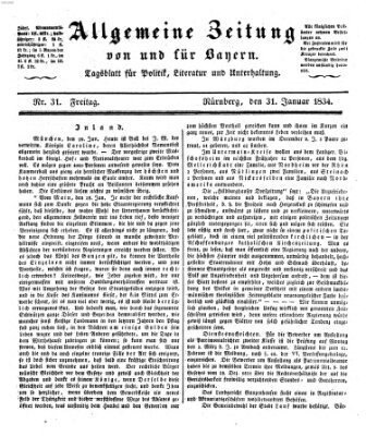 Allgemeine Zeitung von und für Bayern (Fränkischer Kurier) Freitag 31. Januar 1834