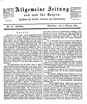 Allgemeine Zeitung von und für Bayern (Fränkischer Kurier) Samstag 1. Februar 1834