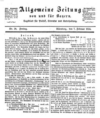 Allgemeine Zeitung von und für Bayern (Fränkischer Kurier) Freitag 7. Februar 1834