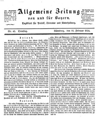 Allgemeine Zeitung von und für Bayern (Fränkischer Kurier) Dienstag 11. Februar 1834