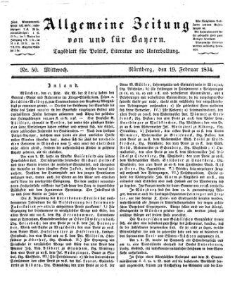 Allgemeine Zeitung von und für Bayern (Fränkischer Kurier) Mittwoch 19. Februar 1834