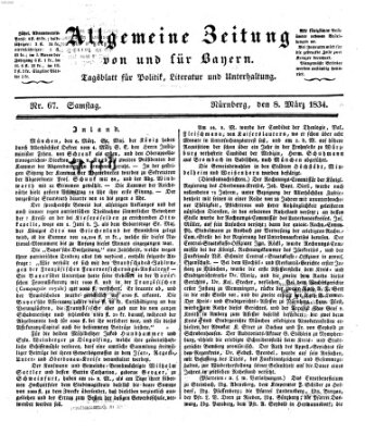 Allgemeine Zeitung von und für Bayern (Fränkischer Kurier) Samstag 8. März 1834