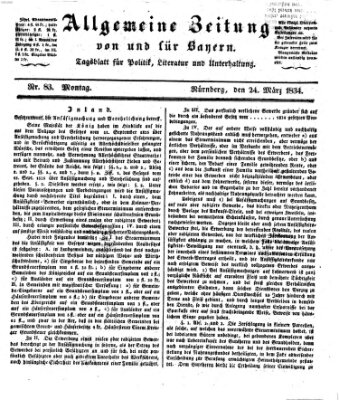 Allgemeine Zeitung von und für Bayern (Fränkischer Kurier) Montag 24. März 1834
