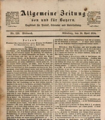 Allgemeine Zeitung von und für Bayern (Fränkischer Kurier) Mittwoch 30. April 1834