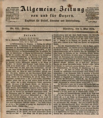 Allgemeine Zeitung von und für Bayern (Fränkischer Kurier) Freitag 2. Mai 1834