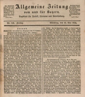 Allgemeine Zeitung von und für Bayern (Fränkischer Kurier) Freitag 16. Mai 1834