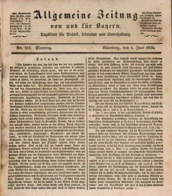 Allgemeine Zeitung von und für Bayern (Fränkischer Kurier) Sonntag 1. Juni 1834