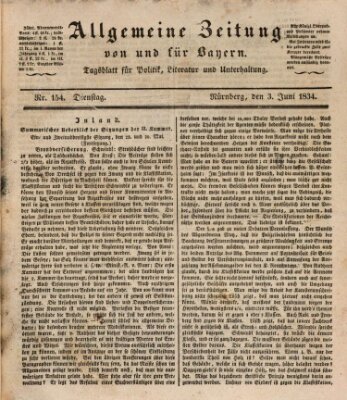 Allgemeine Zeitung von und für Bayern (Fränkischer Kurier) Dienstag 3. Juni 1834