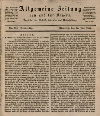 Allgemeine Zeitung von und für Bayern (Fränkischer Kurier) Donnerstag 12. Juni 1834