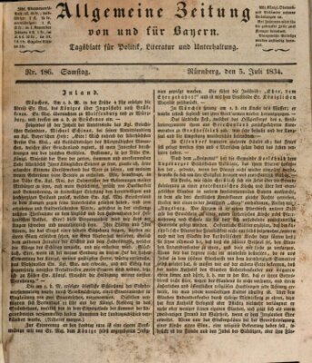 Allgemeine Zeitung von und für Bayern (Fränkischer Kurier) Samstag 5. Juli 1834