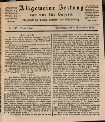 Allgemeine Zeitung von und für Bayern (Fränkischer Kurier) Donnerstag 4. September 1834