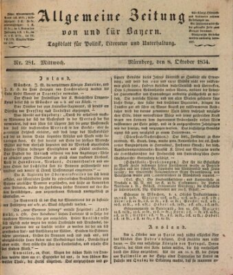 Allgemeine Zeitung von und für Bayern (Fränkischer Kurier) Mittwoch 8. Oktober 1834