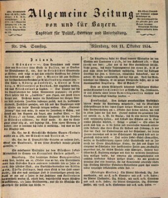 Allgemeine Zeitung von und für Bayern (Fränkischer Kurier) Samstag 11. Oktober 1834