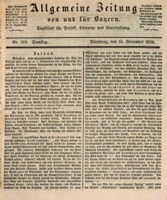 Allgemeine Zeitung von und für Bayern (Fränkischer Kurier) Samstag 15. November 1834