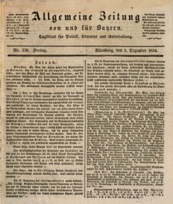 Allgemeine Zeitung von und für Bayern (Fränkischer Kurier) Freitag 5. Dezember 1834