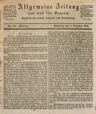 Allgemeine Zeitung von und für Bayern (Fränkischer Kurier) Samstag 6. Dezember 1834