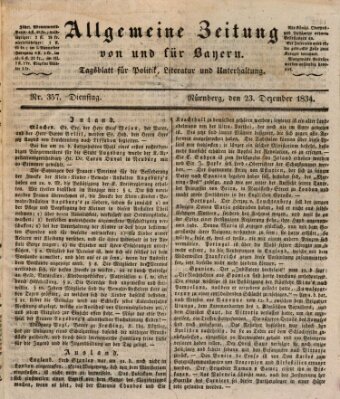 Allgemeine Zeitung von und für Bayern (Fränkischer Kurier) Dienstag 23. Dezember 1834