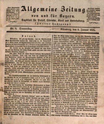 Allgemeine Zeitung von und für Bayern (Fränkischer Kurier) Donnerstag 8. Januar 1835