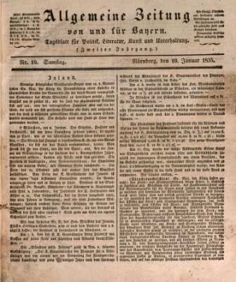 Allgemeine Zeitung von und für Bayern (Fränkischer Kurier) Samstag 10. Januar 1835