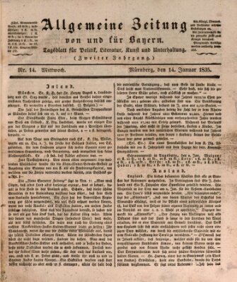 Allgemeine Zeitung von und für Bayern (Fränkischer Kurier) Mittwoch 14. Januar 1835