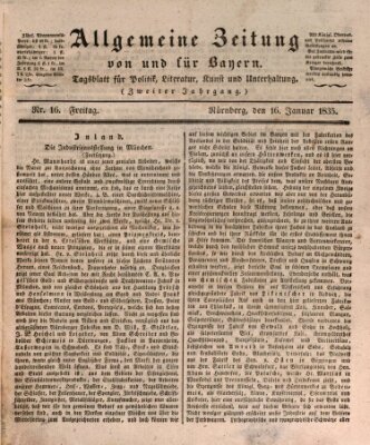 Allgemeine Zeitung von und für Bayern (Fränkischer Kurier) Freitag 16. Januar 1835