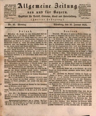 Allgemeine Zeitung von und für Bayern (Fränkischer Kurier) Montag 26. Januar 1835