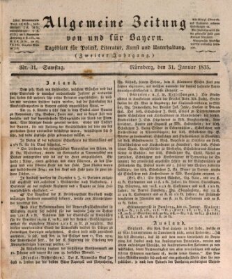 Allgemeine Zeitung von und für Bayern (Fränkischer Kurier) Samstag 31. Januar 1835