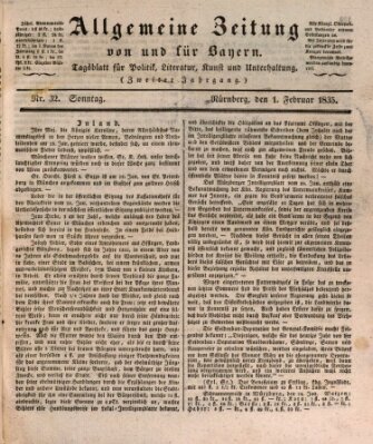 Allgemeine Zeitung von und für Bayern (Fränkischer Kurier) Sonntag 1. Februar 1835