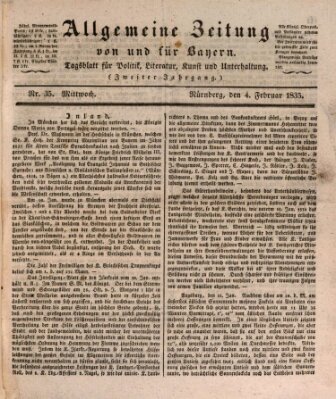 Allgemeine Zeitung von und für Bayern (Fränkischer Kurier) Mittwoch 4. Februar 1835