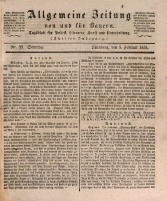 Allgemeine Zeitung von und für Bayern (Fränkischer Kurier) Sonntag 8. Februar 1835