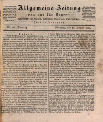 Allgemeine Zeitung von und für Bayern (Fränkischer Kurier) Sonntag 15. Februar 1835