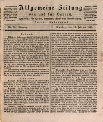 Allgemeine Zeitung von und für Bayern (Fränkischer Kurier) Montag 23. Februar 1835