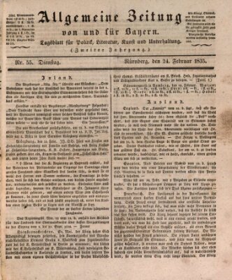 Allgemeine Zeitung von und für Bayern (Fränkischer Kurier) Dienstag 24. Februar 1835