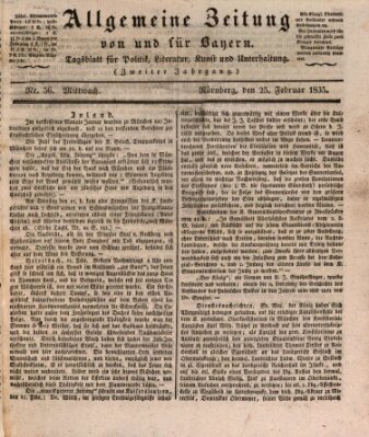 Allgemeine Zeitung von und für Bayern (Fränkischer Kurier) Mittwoch 25. Februar 1835