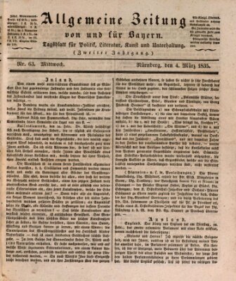 Allgemeine Zeitung von und für Bayern (Fränkischer Kurier) Mittwoch 4. März 1835