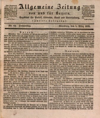 Allgemeine Zeitung von und für Bayern (Fränkischer Kurier) Donnerstag 5. März 1835