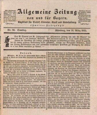 Allgemeine Zeitung von und für Bayern (Fränkischer Kurier) Samstag 21. März 1835