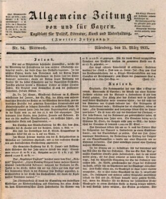 Allgemeine Zeitung von und für Bayern (Fränkischer Kurier) Mittwoch 25. März 1835