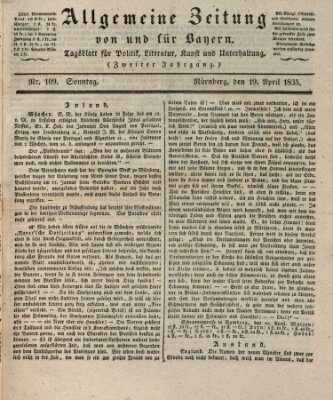 Allgemeine Zeitung von und für Bayern (Fränkischer Kurier) Sonntag 19. April 1835