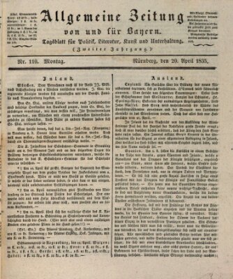 Allgemeine Zeitung von und für Bayern (Fränkischer Kurier) Montag 20. April 1835