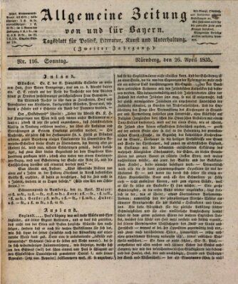 Allgemeine Zeitung von und für Bayern (Fränkischer Kurier) Sonntag 26. April 1835