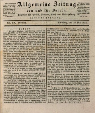 Allgemeine Zeitung von und für Bayern (Fränkischer Kurier) Montag 18. Mai 1835