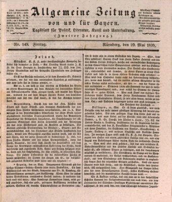 Allgemeine Zeitung von und für Bayern (Fränkischer Kurier) Freitag 29. Mai 1835