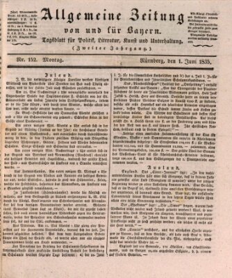 Allgemeine Zeitung von und für Bayern (Fränkischer Kurier) Montag 1. Juni 1835