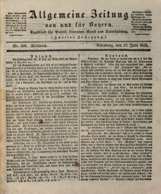 Allgemeine Zeitung von und für Bayern (Fränkischer Kurier) Mittwoch 17. Juni 1835