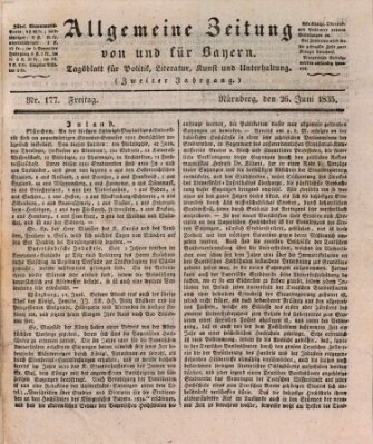 Allgemeine Zeitung von und für Bayern (Fränkischer Kurier) Freitag 26. Juni 1835