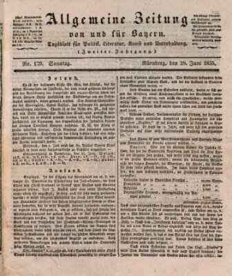 Allgemeine Zeitung von und für Bayern (Fränkischer Kurier) Sonntag 28. Juni 1835
